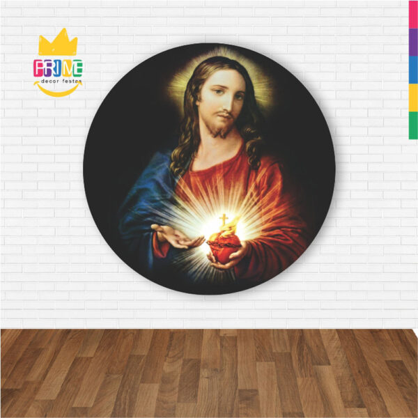 Painel Redondo 3D Religioso Jesus Abre Fácil Tecido - Image 2