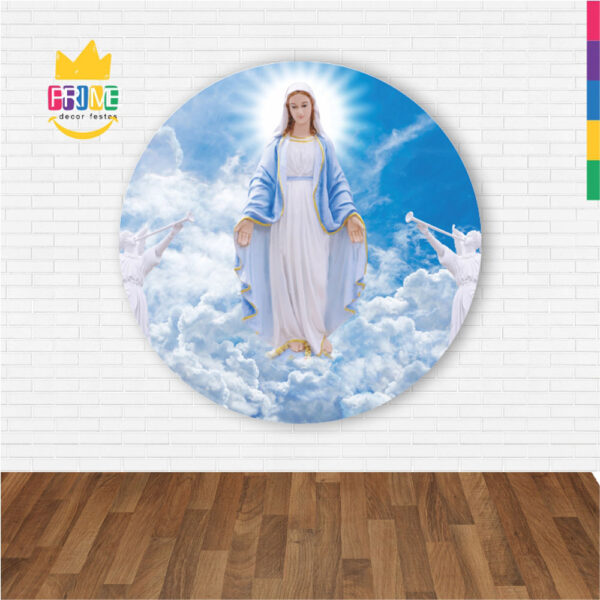 Painel Redondo 3D Religioso Maria Abre Fácil Tecido - Image 2