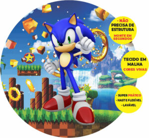 Painel Redondo 3D Sonic Abre Fácil Tecido