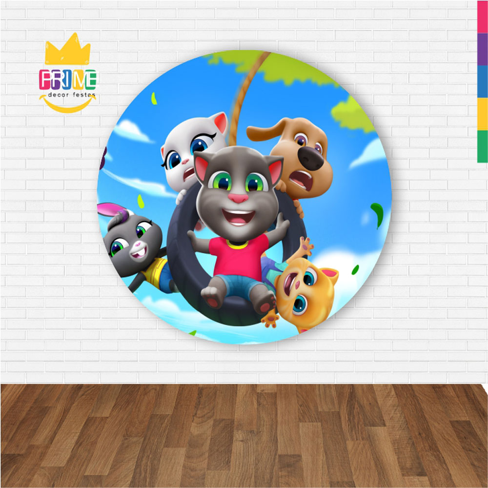 Painel Redondo 3D Tom e Seus Amigos Abre Fácil Tecido - Imagem 2
