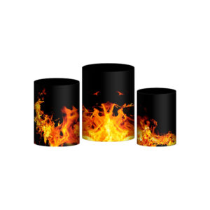 Trio Capa Cilindro Fogo 3d Em Tecido Com Elástico