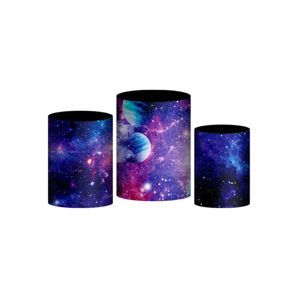 Trio Capa Cilindro Galáxia 3d Em Tecido Com Elástico