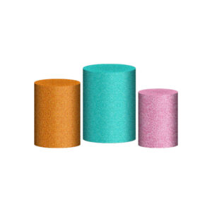 Trio Capa Cilindro Glitter 3d Em Tecido Com Elástico