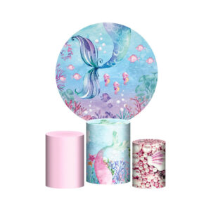 Trio Capa Cilindro + Painel Redondo 3D Cauda de Sereia 1,50m Veste Fácil