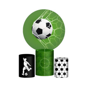 Trio Capa Cilindro + Painel Redondo 3D Futebol 1,50m Veste Fácil