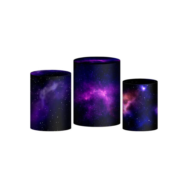 Trio Capa Cilindro Galáxia 3d Em Tecido Com Elástico
