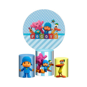 Trio Capa Cilindro + Painel Redondo 3D Pocoyo 1,50m Veste Fácil