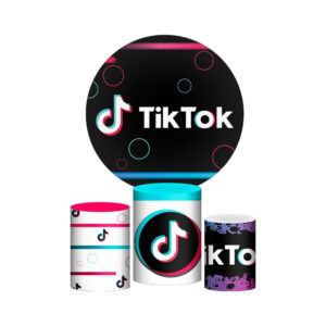 Trio Capa Cilindro + Painel Redondo 3D Tik Tok 1,50m Veste Fácil