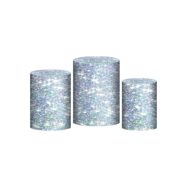 Trio Capa Cilindro Glitter  3d Em Tecido Com Elástico