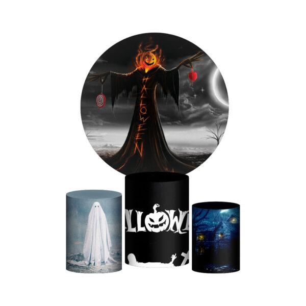 Trio Capa Cilindro + Painel Redondo 3D Halloween 1,50m Veste Fácil
