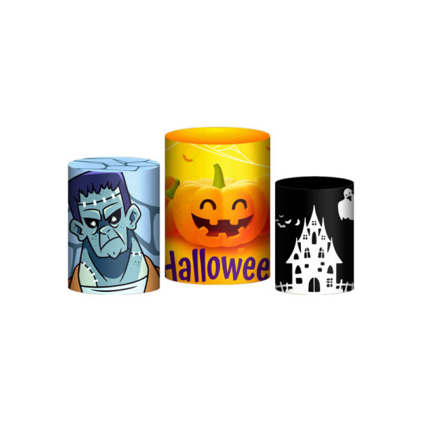 Trio Capa Cilindro Halloween 3d Em Tecido Com Elástico