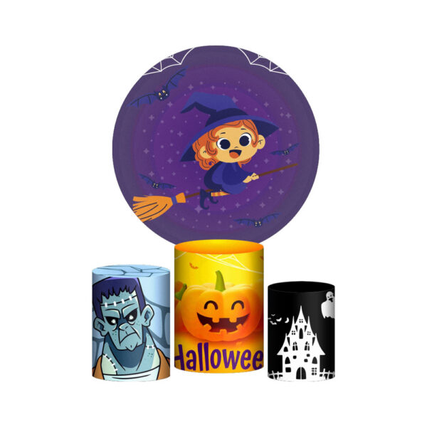 Trio Capa Cilindro + Painel Redondo 3D Halloween 1,50m Veste Fácil