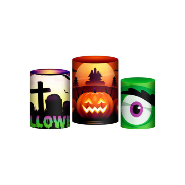 Trio Capa Cilindro Halloween 3d Em Tecido Com Elástico