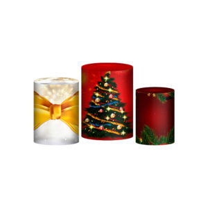 Trio Capa Cilindro Natal 3d Em Tecido Com Elástico