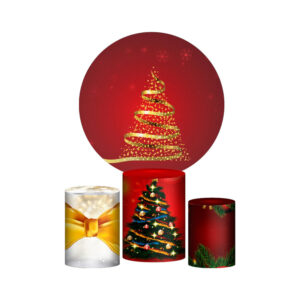 Trio Capa Cilindro + Painel Redondo 3D Natal 1,50m Veste Fácil