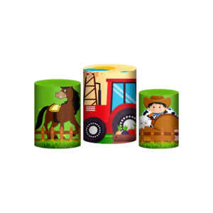 Trio Capa Cilindro Fazendinha 3d Em Tecido Com Elástico