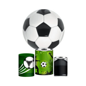 Trio Capa Cilindro + Painel Redondo 3D Futebol Bola 1,50m Veste Fácil