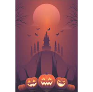 Painel de Festa Retangular 3D Halloween Casadinho 1,50m x 2,20m