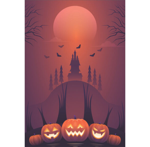 Painel de Festa Retangular 3D Halloween Casadinho 1,50m x 2,20m
