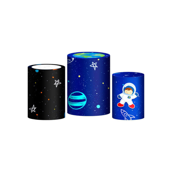 Trio Capa Cilindro Astronauta 3d Em Tecido Com Elástico