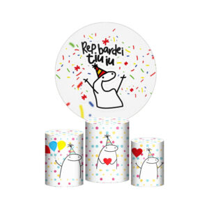 Trio Capa Cilindro + Painel Redondo 3D Bento Cake 1,50m Veste Fácil