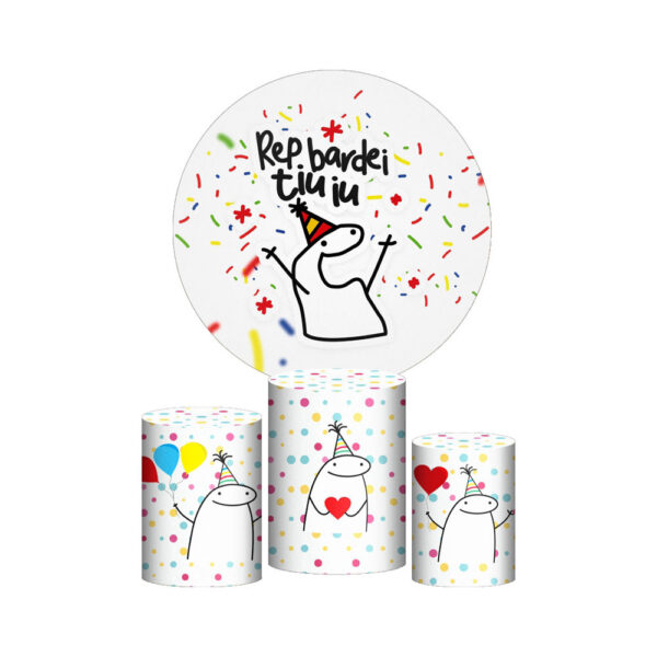 Trio Capa Cilindro + Painel Redondo 3D Bento Cake 1,50m Veste Fácil