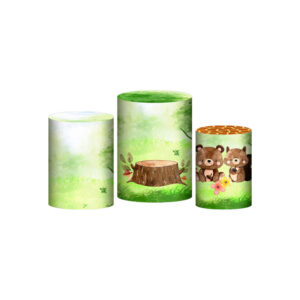 Trio Capa Cilindro Bosque 3d Em Tecido Com Elástico