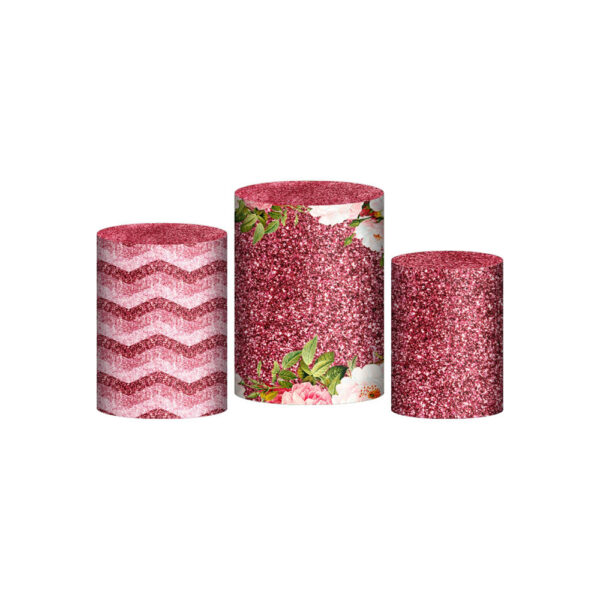 Trio Capa Cilindro Floral 3d Em Tecido Com Elástico