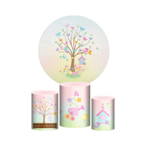 Trio Capa Cilindro + Painel Redondo 3D Jardim Candy 1,50m Veste Fácil
