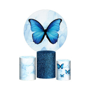 Trio Capa Cilindro + Painel Redondo 3D Borboleta 1,50m Veste Fácil