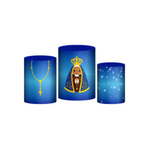 Trio Capa Cilindro Nossa Senhora Cute 3d Em Tecido Com Elástico