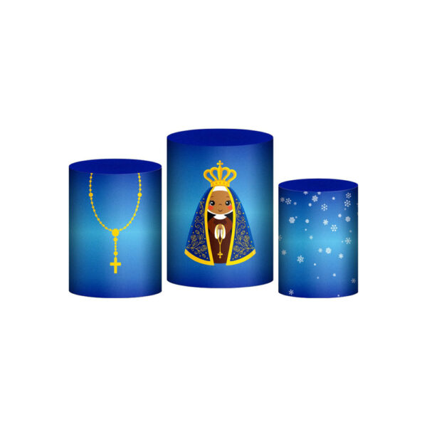 Trio Capa Cilindro Nossa Senhora Cute 3d Em Tecido Com Elástico