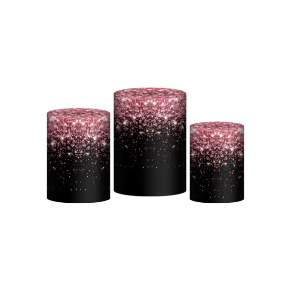 Trio Capa Cilindro Glitter 3d Em Tecido Com Elástico