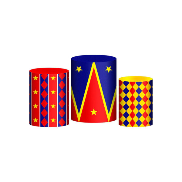 Trio Capa Cilindro Circo 3d Em Tecido Com Elástico