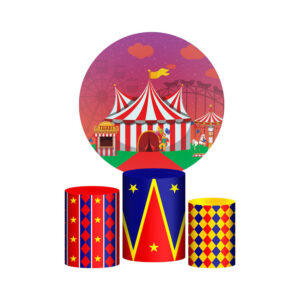Trio Capa Cilindro + Painel Redondo 3D Circo 1,50m Veste Fácil