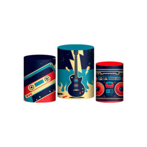 Trio Capa Cilindro Rock Roll 3D Em Tecido Com Elástico