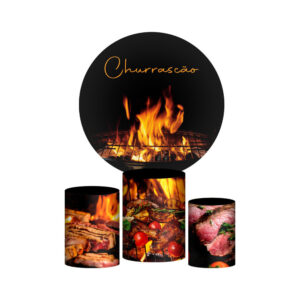 Trio Capa Cilindro + Painel Redondo 3D Churrasco 1,50m Veste Fácil