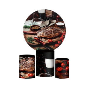 Trio Capa Cilindro + Painel Redondo 3D Churrasco 1,50m Veste Fácil