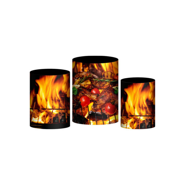 Trio Capa Cilindro Churrasco 3D Em Tecido Com Elástico