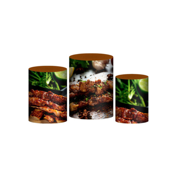Trio Capa Cilindro Churrasco 3D Em Tecido Com Elástico