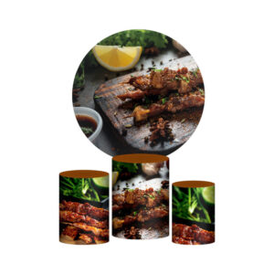Trio Capa Cilindro + Painel Redondo 3D Churrasco 1,50m Veste Fácil