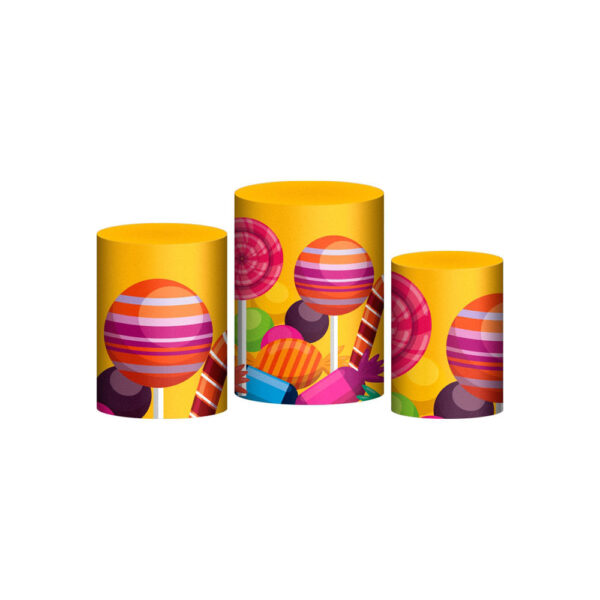 Trio Capa Cilindro Doces 3D Em Tecido Com Elástico