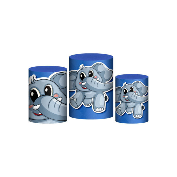 Trio Capa Cilindro Elefantinho 3D Em Tecido Com Elástico