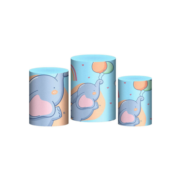 Trio Capa Cilindro Elefantinho 3D Em Tecido Com Elástico