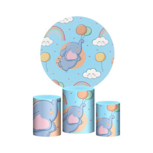Trio Capa Cilindro + Painel Redondo 3D Elefantinho 1,50m Veste Fácil
