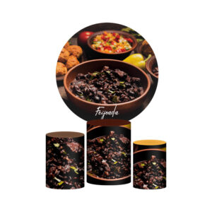 Trio Capa Cilindro + Painel Redondo 3D Feijoada 1,50m Veste Fácil