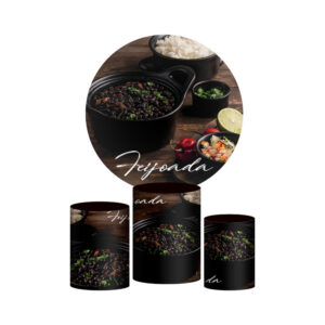 Trio Capa Cilindro + Painel Redondo 3D Feijoada 1,50m Veste Fácil