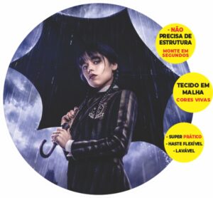 Painel Redondo 3D Wandinha Abre Fácil Em Tecido