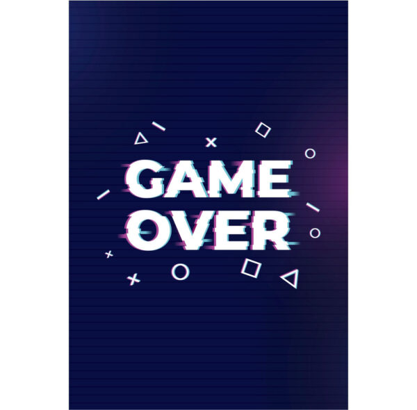 Painel de Festa Retangular 3D Game Over Casadinho 1,50m x 2,20m
