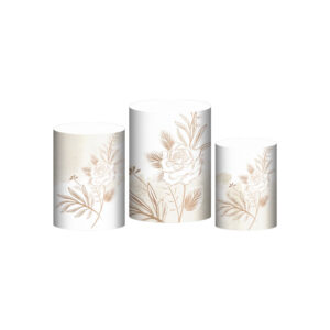 Trio Capa Cilindro Floral 3D Em Tecido Com Elástico